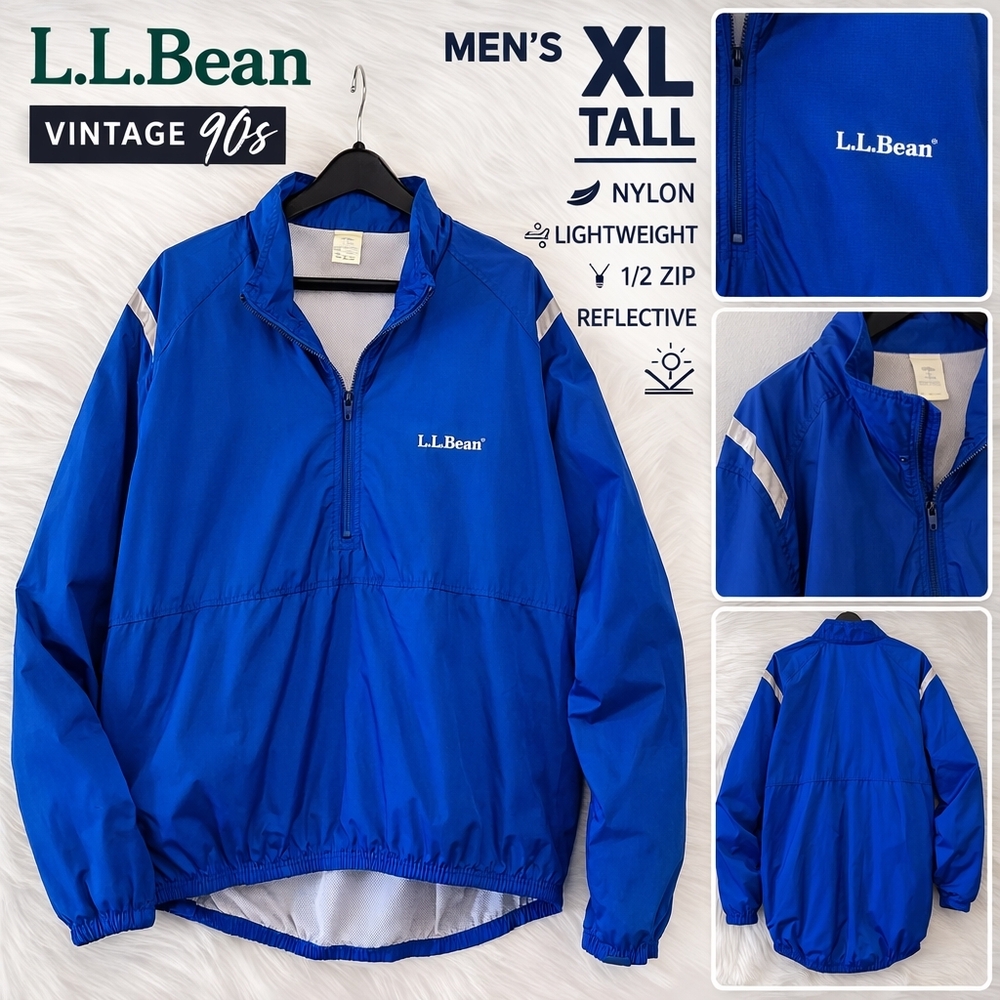 LL Bean windbreaker, vintage LL Bean jacket, 90s anorak, mens windbreaker XL
